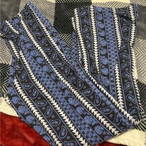 Blue and Black Patterned Pants